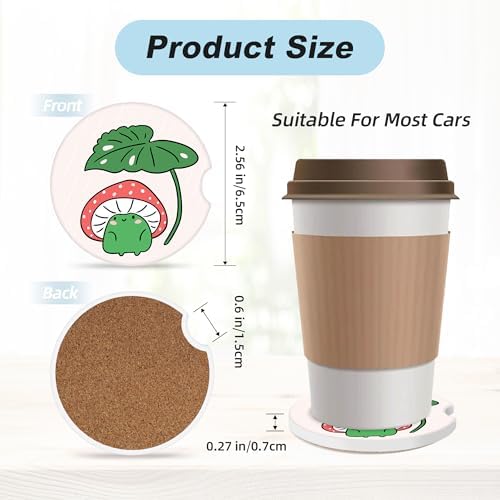 Cartoon Mushroom Frog Car Coasters - Image 3