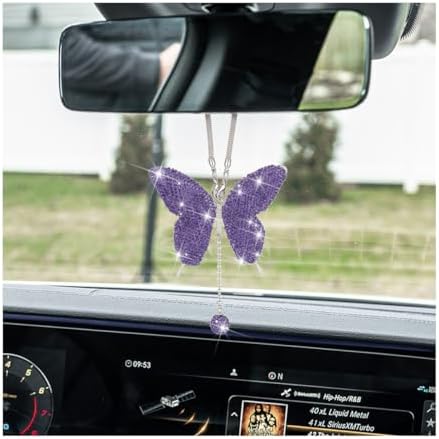 zipelo Rhinestone Butterfly Rearview Mirror Charm by zipelo