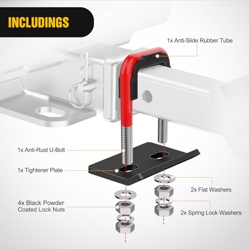 Nilight Trailer Hitch Tightener Anti-Rattle Red U-Bolt - Image 3