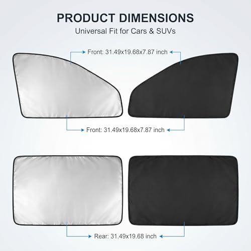 4 PCS Side Window Sunshade, Full Shade Front Rear Glass Privacy Sunshield - Image 2