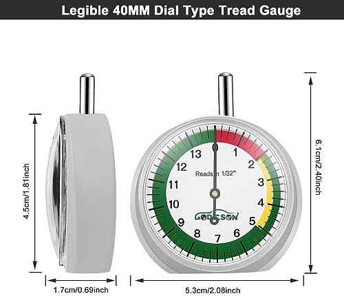 GODESON Tire Tread Depth Gauge, Dial Type Tire Depth Gauge in 32nds, - Image 3