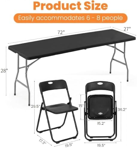 7 Piece Plastic Folding Table Chairs Set - Image 3