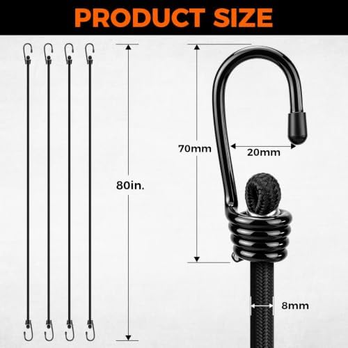 4-Piece 80 Inch Bungee Cords - Image 2