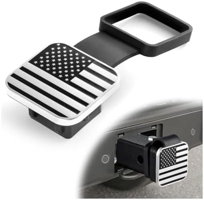 2" Trailer Hitch Cover, USA Flag Tow Receiver Tube Plug Cap by Guilcam