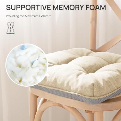 Love's cabin Memory Foam Chair Cushions Set of 4, 15.5 Inch - Image 3