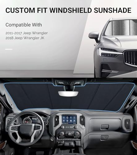 Pigenius Windshield Sun Shade for Jeep Wrangler 2011-2017, Wrangler JK 2018 - Image 2