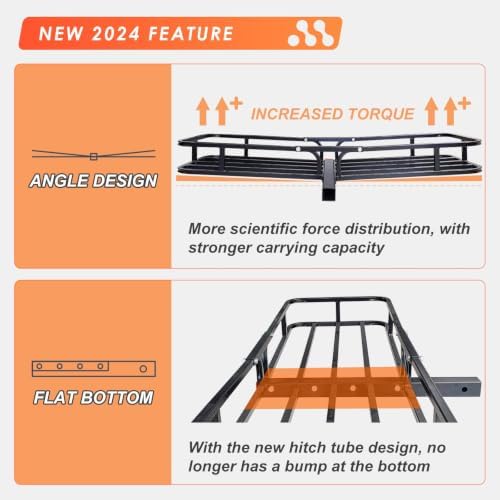 Hitch Mount Cargo Carrier Rack Basket 53"*19"*5"+Waterproof Bag 9 Cu.Ft. - Image 2