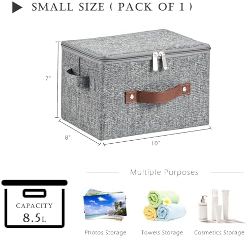 Storage Bins with Zipper Lids Decorative Lidded Baskets Boxes - Image 3