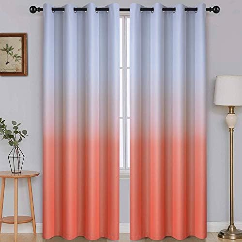 SimpleHome Ombre Gradient Coral White to Gray Curtains by SimpleHome