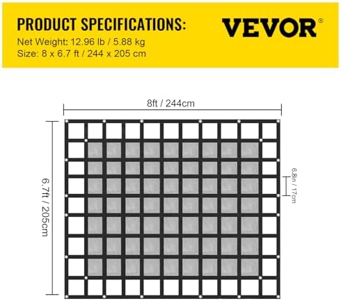 VEVOR Cargo Net with Mesh, Heavy Duty Cargo Nets with Cam Buckles & S-Hooks & - Image 7