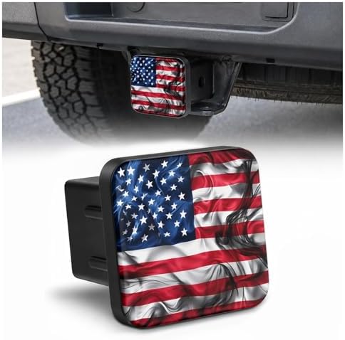 2" Hitch Cover United States America Smoke Flag Rubber Towing Hitch Covers by Unknown