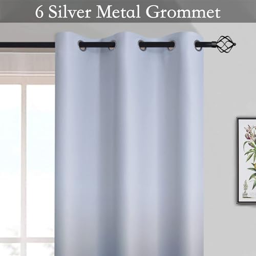 SimpleHome Ombre Gradient Blue White to Gray Curtains - Image 3