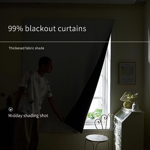 AJAZZ 100% Blackout Self Adhesive Curtains Small Window Short Temporary Black - Image 5