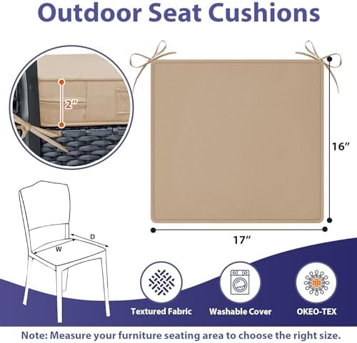 IPYNBAP Outdoor Chair Cushions Set of 4 -Waterproof Outdoor Seat Cushions - Image 6
