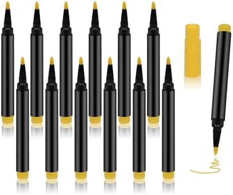 12 PCS Yellow Liquid Chalk Markers Wet or Dry Erase Fine Tip Neon Pens by Unknown