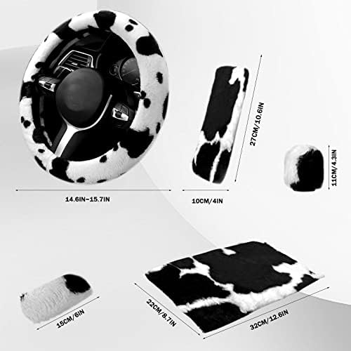 6PCS Set car Interior Aesthetic Accessories, Fluffy Cute Cows Steering Wheel - Image 7