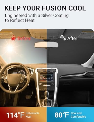 Proadsy Custom Fit 2013-2020 Ford Fusion Windshield Sun Shade, Blocks Heat - Image 3