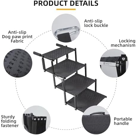Dog Stairs 4 Steps Foldable Dog Ramp - Image 2