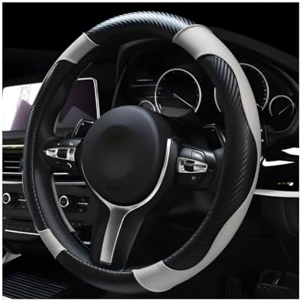 DXNQ Car Steering Wheel Cover, 15 Inch Carbon Fiber Leather Stitching Color by DXNQ