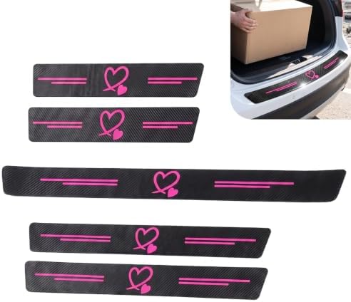 5 PCS Car Door Sill Guard Stickers, Carbon Fiber Heart Pattern Car Door Sill by Unknown