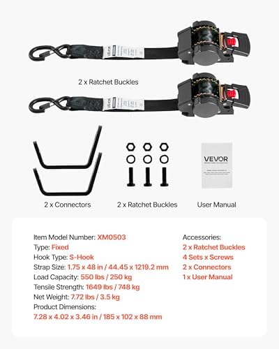 VEVOR Wheel Chock Tie-Down Kit, Fixed Trailer Tie Down Strap, Car Tie Down Kit - Image 7
