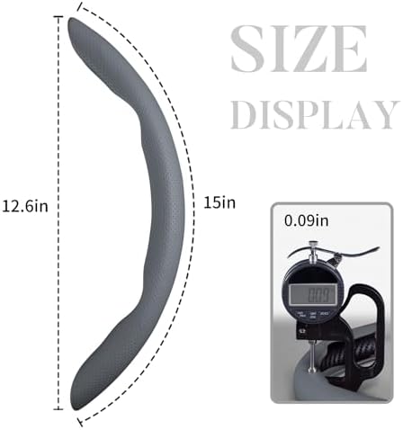 Car Steering Wheel Cover Leather 14.5-15 in Universal 3Pcs Set Gray - Image 5