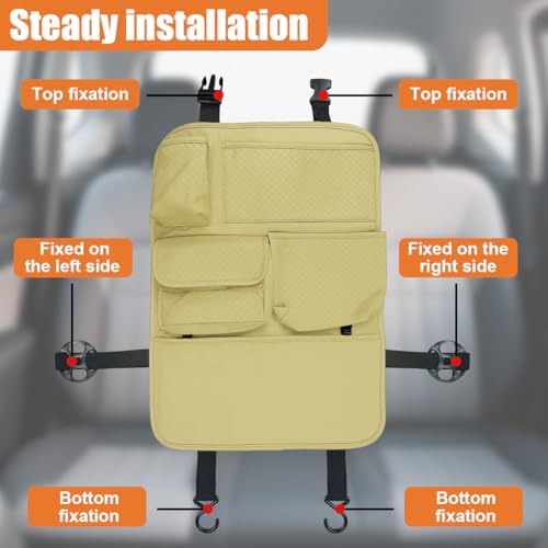 Car Backseat Organizer, Leather Auto Seat Back Kick Mats Protector, Travel - Image 4