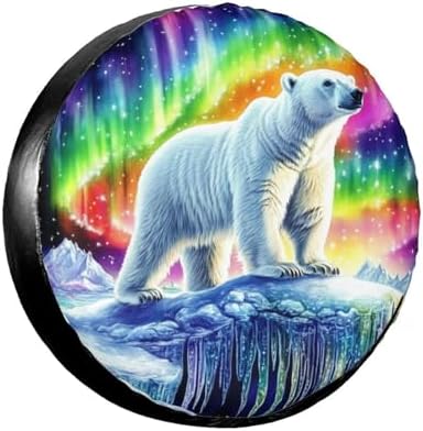 Colorful Northern Lights Bear Spare Tire Cover by TZBVTAU