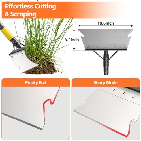 Garden Shovel, Weeding Tool, 72 Inch Floor Scraper Long Handle, Heavy Duty - Image 2