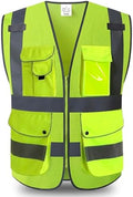 XIAKE 9 Pockets Class 2 High Visibility Reflective Safety Vest by XIAKE