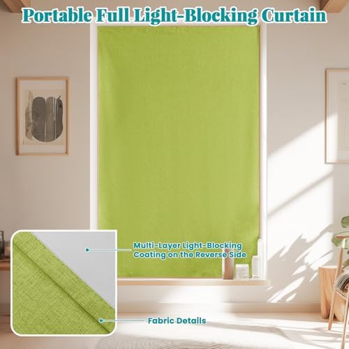 100% Blackout Curtains for Bedroom Stick On Curtains Window Shades Pull Down - Image 6