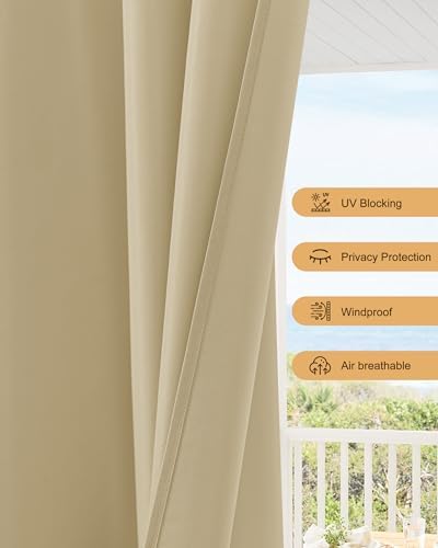 Outdoor Curtains for Patio Waterproof Rod Pocket 8 Pcs 54x84 Inch Cream - Image 4