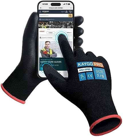 KAYGO Safety Work Gloves, PU Coated, 2-Finger Touchscreen by KAYGO