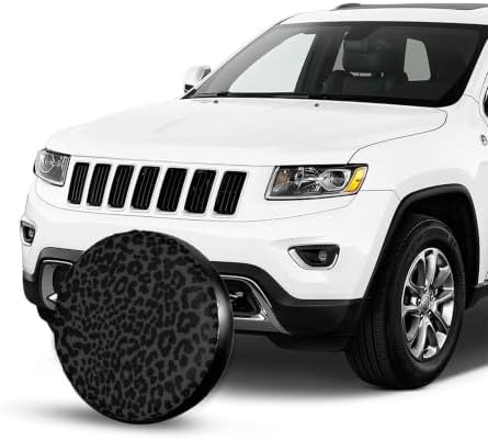 15 Inch Black Leopard Print PVC Leather Spare Tire Cover - Image 4