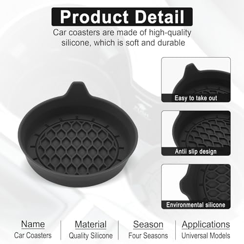 SINGARO Car Cup Holder Coaster, Silicone Cup Holder Insert, Universal Non-Slip - Image 4