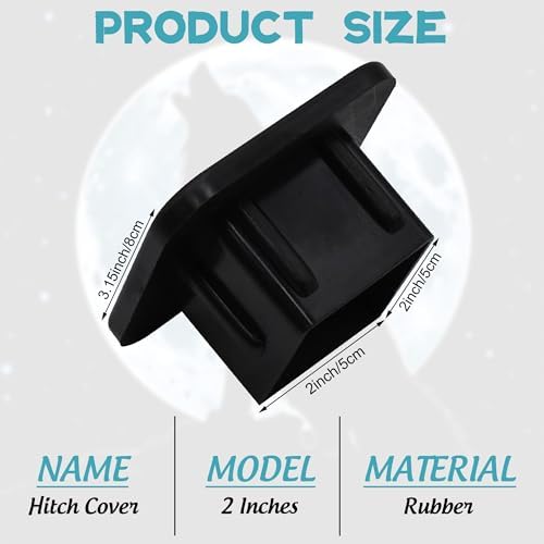 Trailer Hitch Cover Howling Wolf Against Moon Square 2 Inch Receiver Tube Plug - Image 2