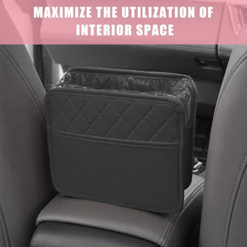 Car Seat Back Organizer, Durable Leather Trash Bag Hanging Backseat Organizer - Image 5