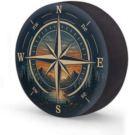 Retro Mountain Compass Spare Tire Cover Wheel Covers Protectors Waterproof by cfpolar