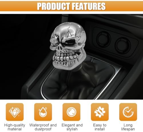 Skull Car Gear Shift Knob, Resin Shifter Lever Handle - Image 3