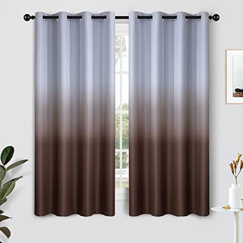 SimpleHome Ombre Gradient Brown White to Gray Curtains by SimpleHome