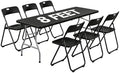 8 FT Folding Table Set with 6 Black Plastic Folding Chairs by WelcometoEDWINENE