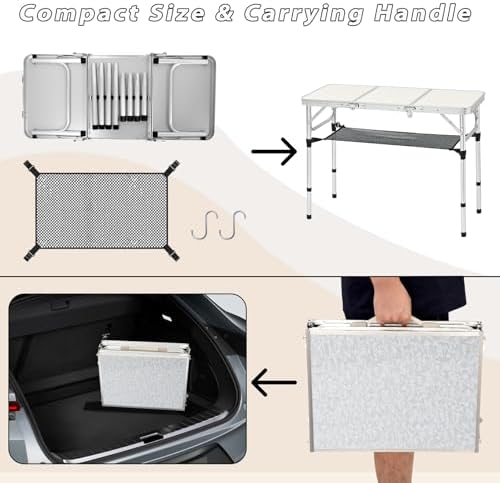 YihuiKo Folding Table with Storage Net, Lightweight Portable Picnic Table - Image 5