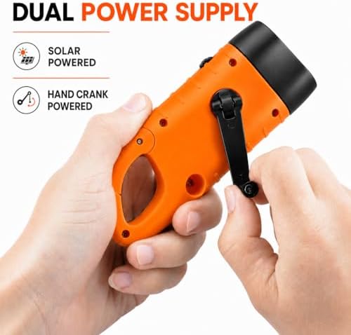 Simpeak 2-Pack Hand Crank Solar Powered Flashlight, Emergency Rechargeable LED - Image 2
