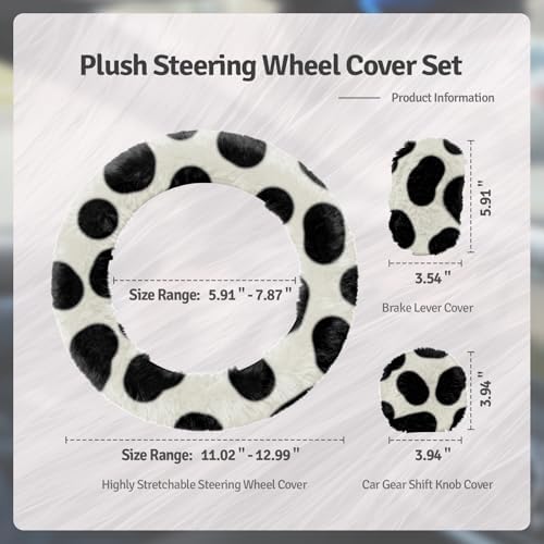 Fluffy Steering Wheel Cover 3PCS Set – Plush Fuzzy Fur Steering Wheel Cover - Image 7