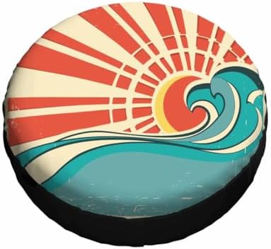 Sun and Sea Waves Spare Tire Cover Nature Poster Polyester Universal Wheel Tire - Image 3