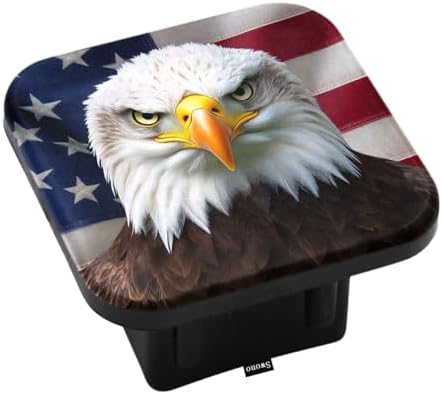 Swono Bald Eagle Rubber Hitch Covers Angry Bald Eagle American Flag Trailer by Swono