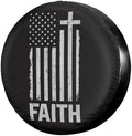 Christian Distressed White USA Flag Spare Tire Cover Dust-Proof Wheel Tire by Foruidea