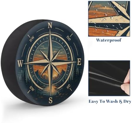Retro Mountain Compass Spare Tire Cover Wheel Covers Protectors Waterproof - Image 4