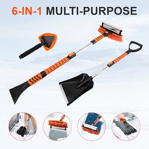 COMOWARE Extendable Snow Brush for Car, Ice Scrapers for Car Windshield Combo - Image 4