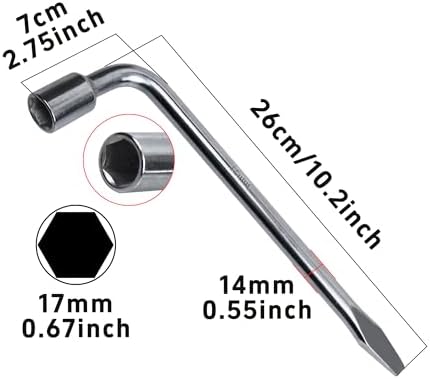 17mm Car Spare Tire Lug Wrench, Heavy Duty L-Type Tire Steel Tool - Image 2